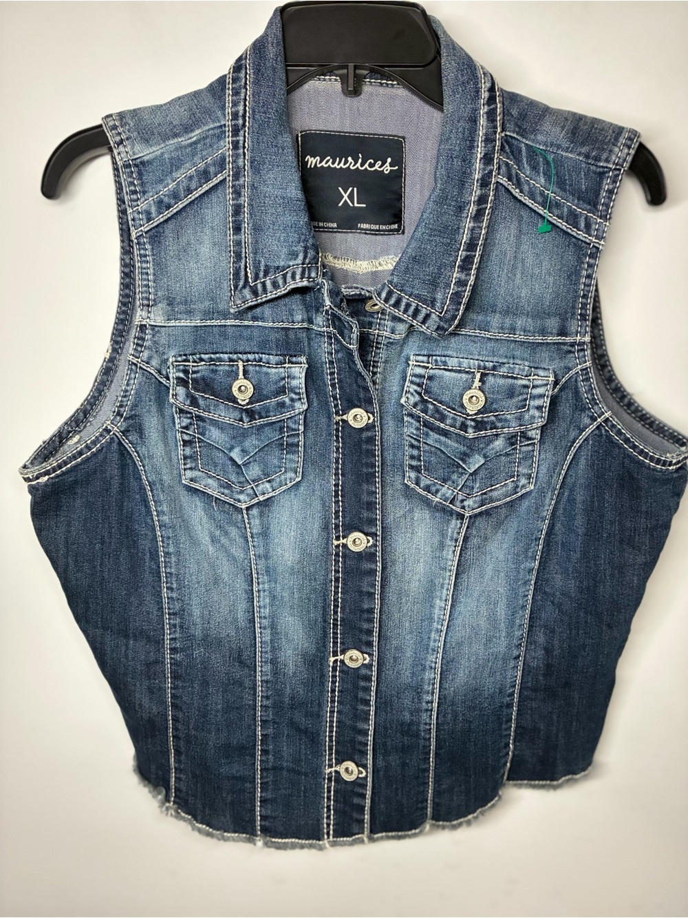 Maurices Blue Denim Sleeveless Vest